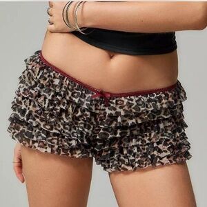 Jaded London Rhea Leopard Print Ruffle Bloomers Shorts
